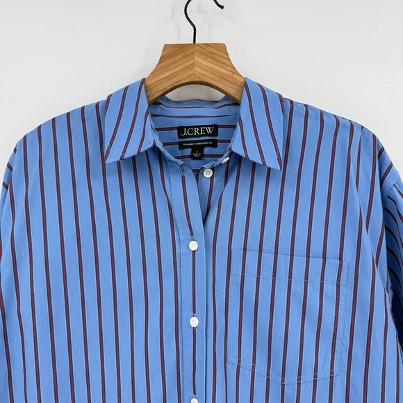 J. Crew Etienne Oversized Shirt in Striped Cotton Poplin Size S - Picture 4 of 9